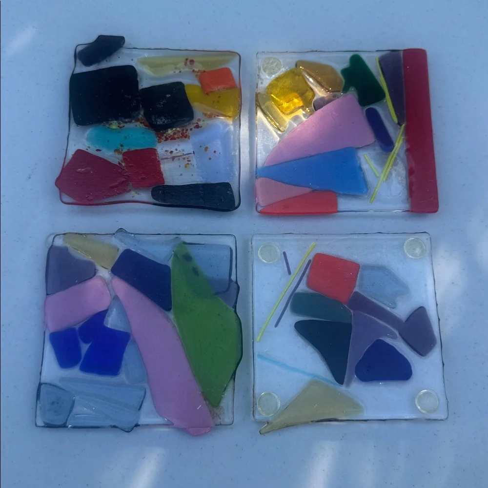 Colorful Art Glass Coasters Set - Picture 2 of 2
